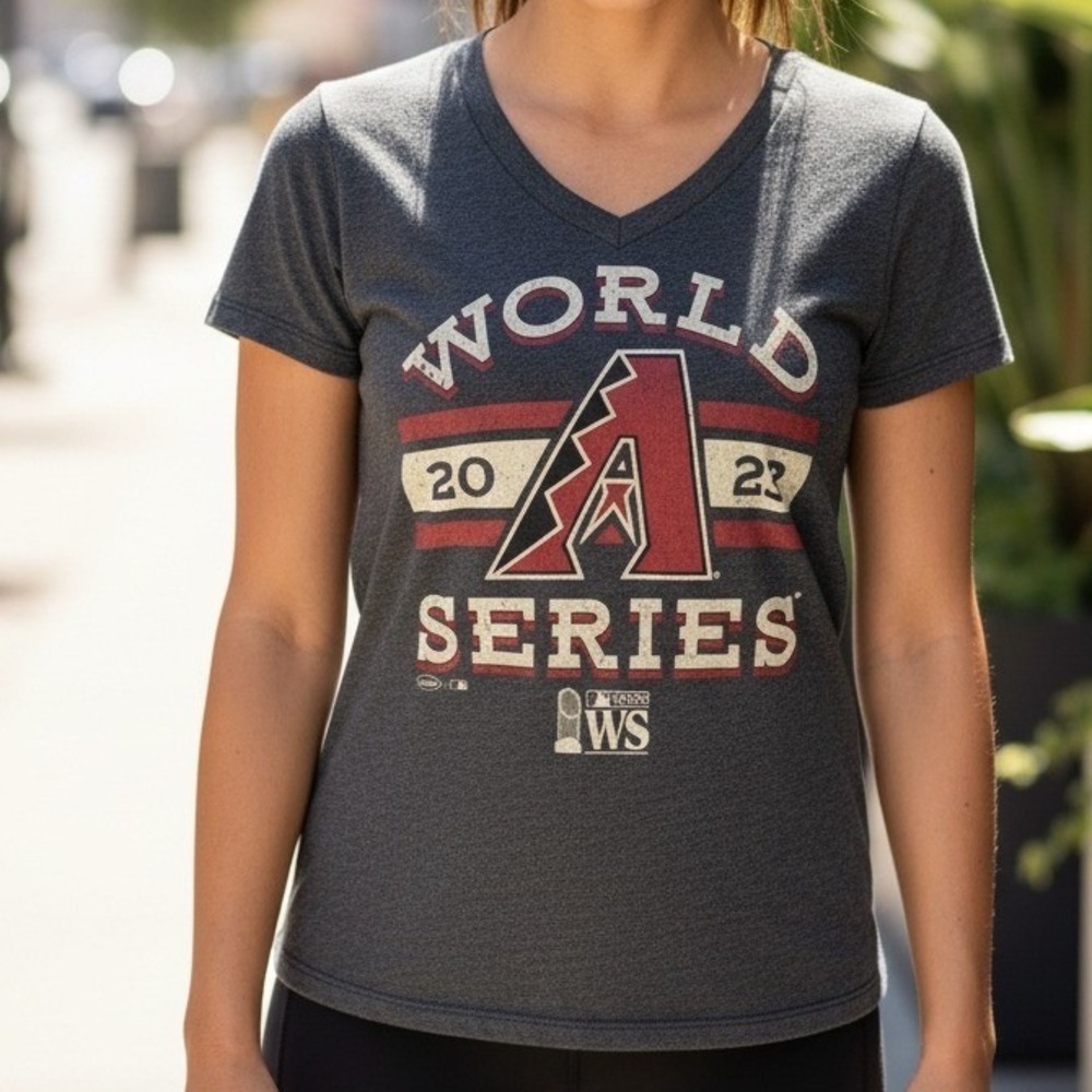 Majestic Threads Arizona Diamondbacks World Series 2023 V Neck T Shirt Women's S